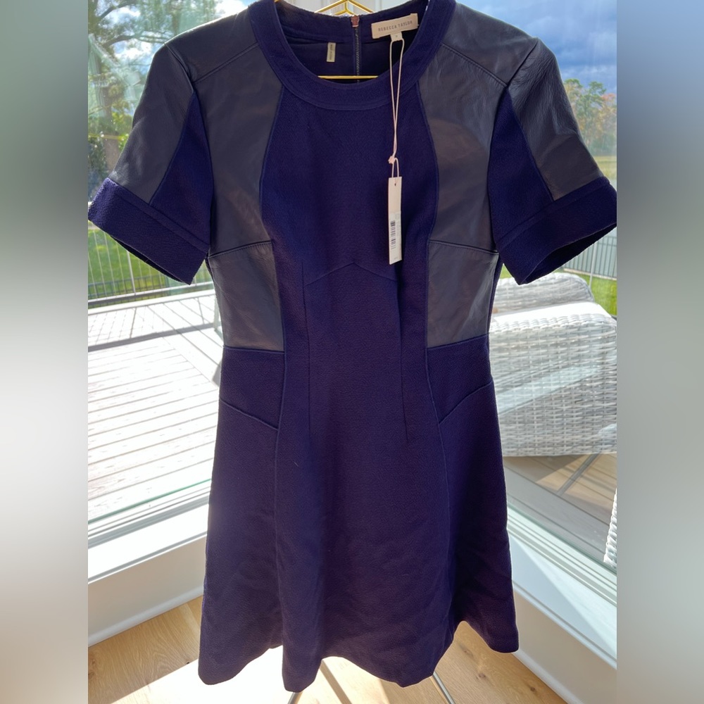 Rebecca Taylor Purple Leather
Trim Cocktail Dress